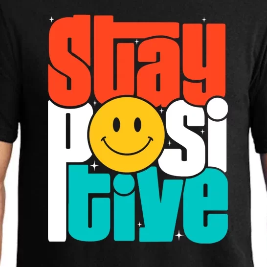 Stay Positive Yellow Smily Face Inspirational Quote Pajama Set