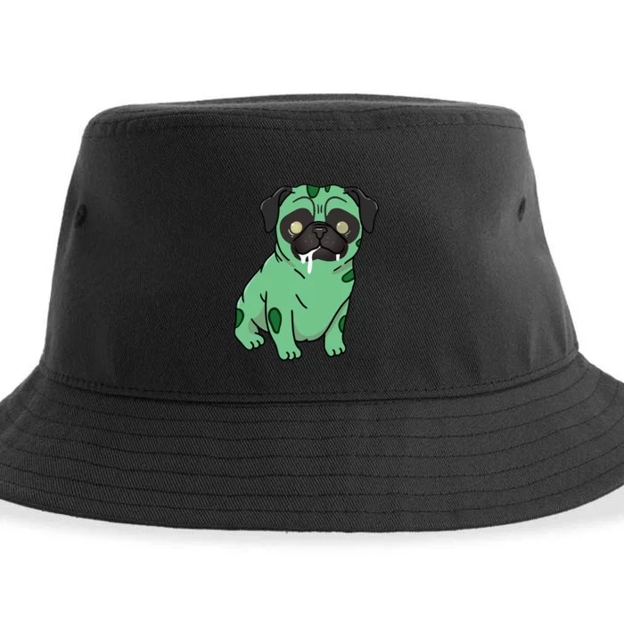 Spooky Pug Zombie Costume Sustainable Bucket Hat