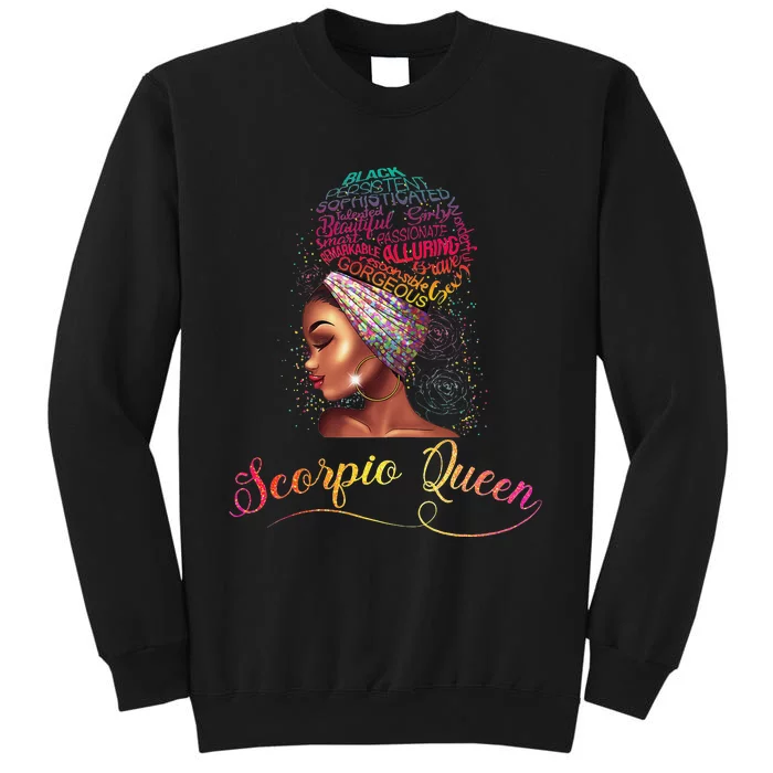 Scorpio Queen Afro Wo November October Melanin Birthday Tall Sweatshirt