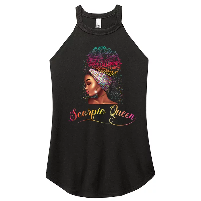 Scorpio Queen Afro Wo November October Melanin Birthday Women’s Perfect Tri Rocker Tank