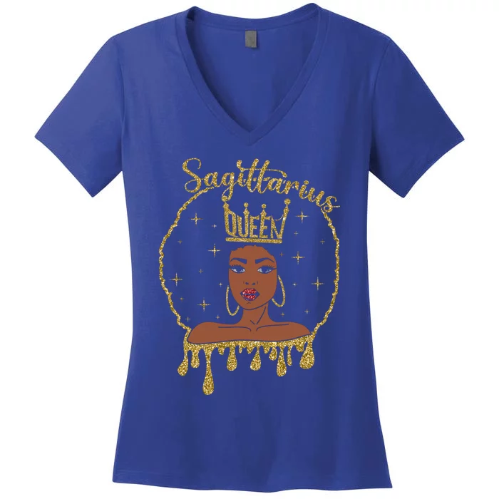 Sagittarius Queens Are Born In November 22 December 21 Gift Women's V-Neck T-Shirt