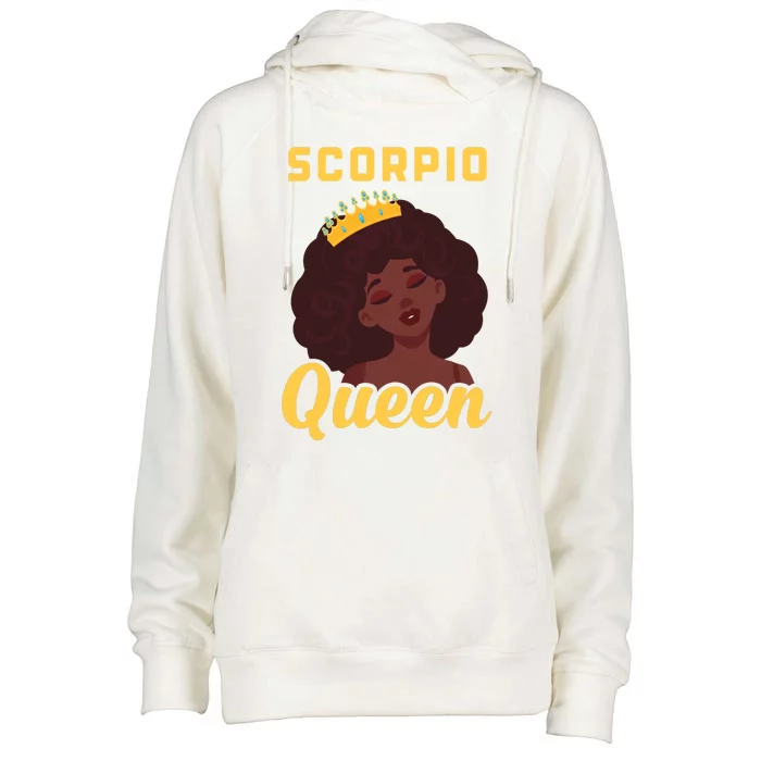 Scorpio Queen Birthday Black Gift Womens Funnel Neck Pullover Hood