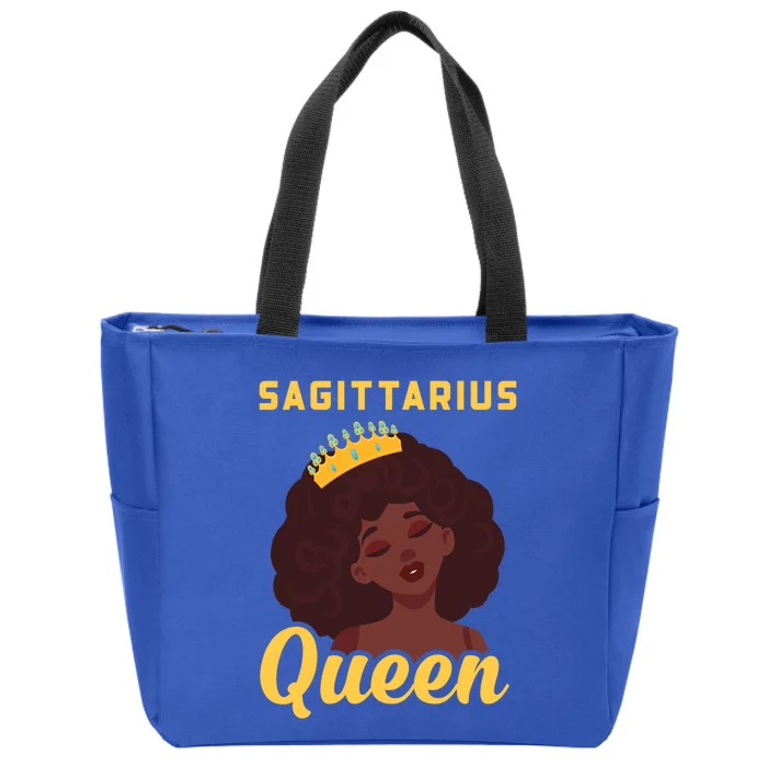 Sagittarius Queen Birthday Black Gift Great Gift Zip Tote Bag