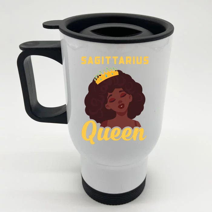 Sagittarius Queen Birthday Black Gift Great Gift Front & Back Stainless Steel Travel Mug