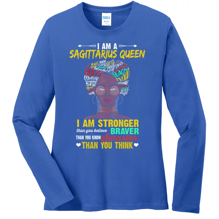 Sagittarius Queen Birthday November 22 December 21 Melanin Cute Gift Ladies Long Sleeve Shirt