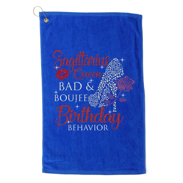 Sagittarius Queen Bad Boujee Birthday Behavior High Heels Gift Platinum Collection Golf Towel