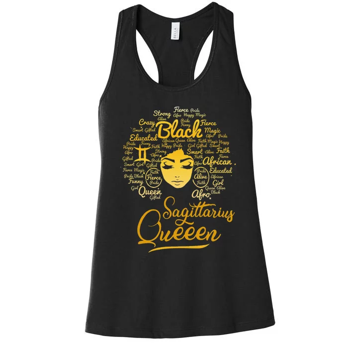 Sagittarius Queen Birthday Zodiac Born In January December Women's Racerback Tank