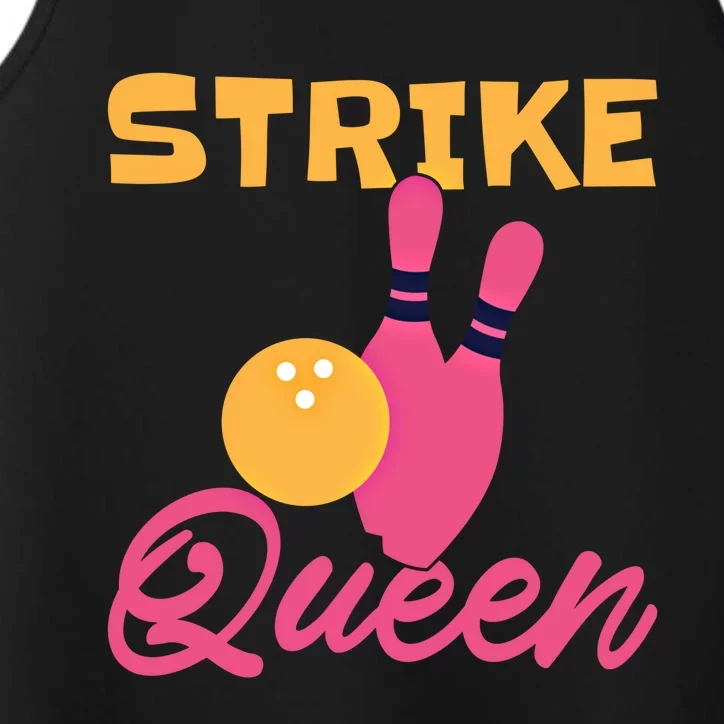 Strike Queen Bowling Team Bowler Gift Performance Tank