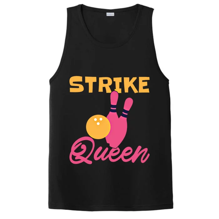 Strike Queen Bowling Team Bowler Gift Performance Tank