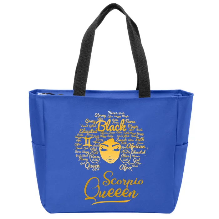 Scorpio Queen Black Queen Birthday Funny Gift Zodiac Gift Zip Tote Bag