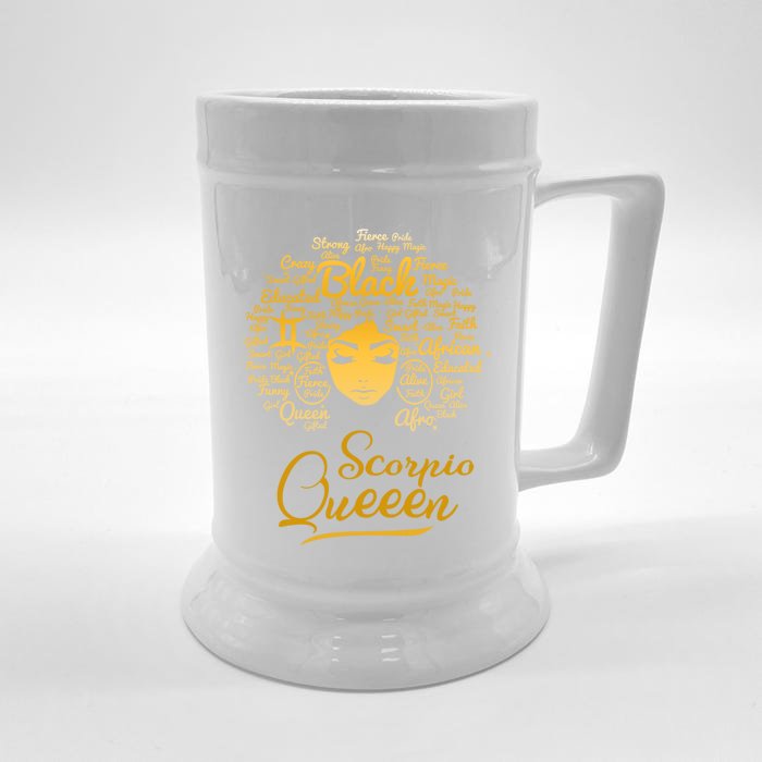 Scorpio Queen Black Queen Birthday Funny Gift Zodiac Gift Front & Back Beer Stein