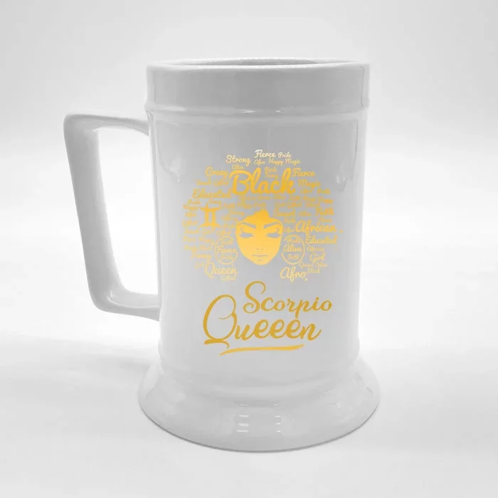 Scorpio Queen Black Queen Birthday Funny Gift Zodiac Gift Front & Back Beer Stein