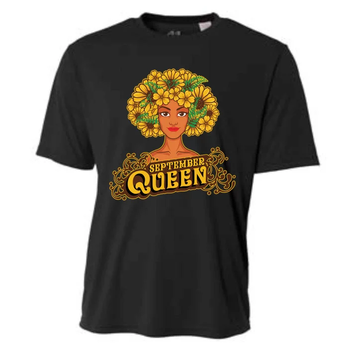 September Queen Birthday Afro Black Funny Virgo Funny Gift Cooling Performance Crew T-Shirt