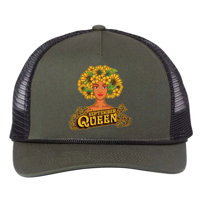 September Queen Birthday Afro Black Funny Virgo Funny Gift Retro Rope Trucker Hat Cap