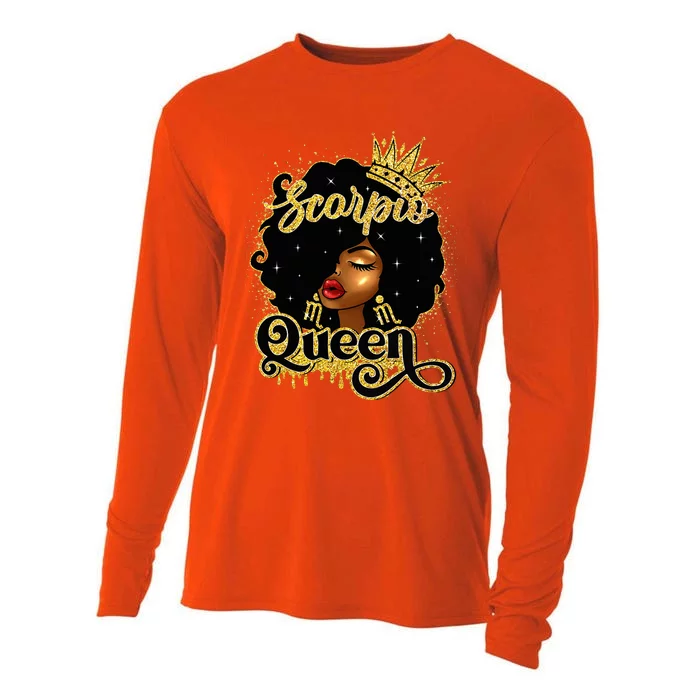 Scorpio Queen Birthday Afro Natural Hair Black Wo Cooling Performance Long Sleeve Crew