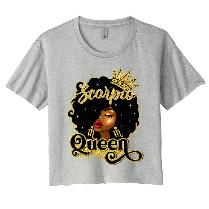 Scorpio Queen Birthday Afro Natural Hair Black Wo Women's Crop Top Tee