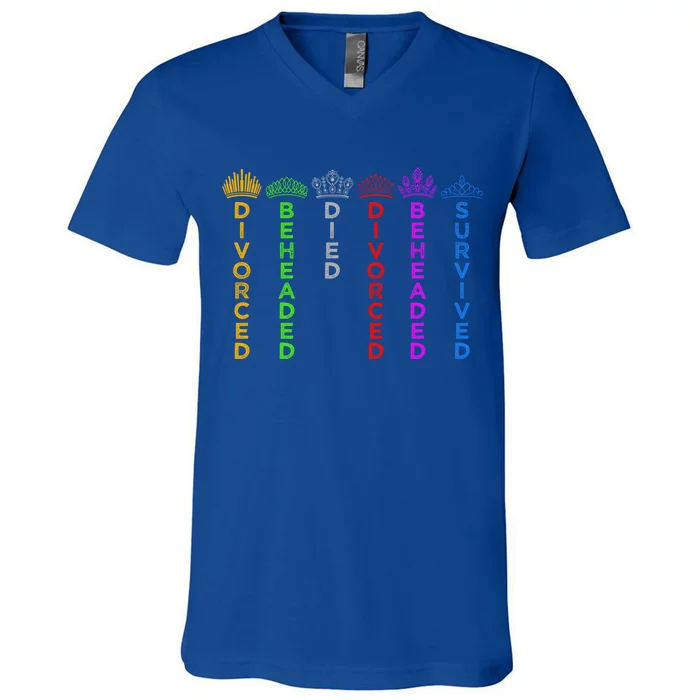 Six Queens Crowns Cute Gift Six The Musical Colors Gift V-Neck T-Shirt