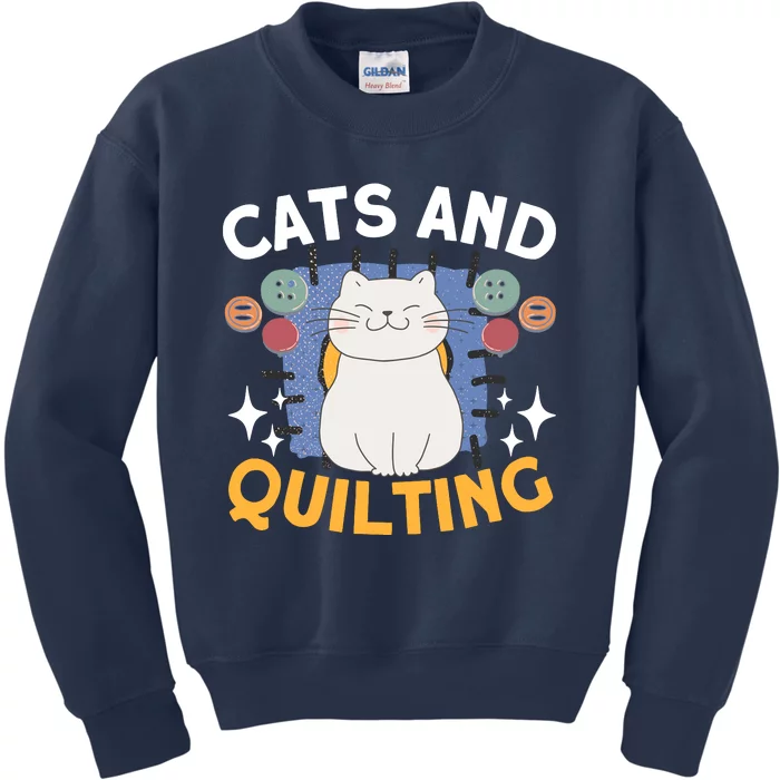 Sewing & Quilting Cats Sewer Quilters Novelty Sewing Kids Sweatshirt