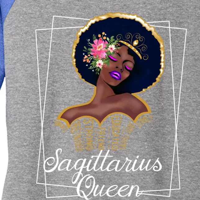 Sagittarius Queen Cool Gift Astrology Birthday Black Gift Women's Tri-Blend 3/4-Sleeve Raglan Shirt