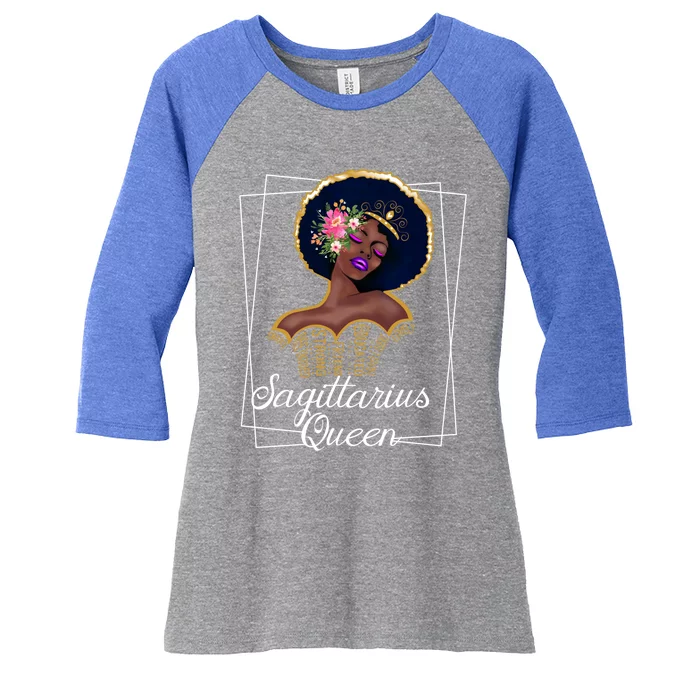 Sagittarius Queen Cool Gift Astrology Birthday Black Gift Women's Tri-Blend 3/4-Sleeve Raglan Shirt