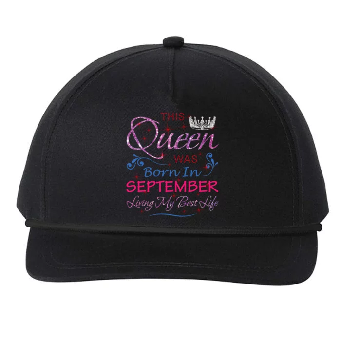 September Queen Cute Queens Born In September Gift Snapback Five-Panel Rope Hat