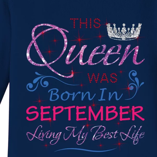 September Queen Cute Queens Born In September Gift Baby Long Sleeve Bodysuit