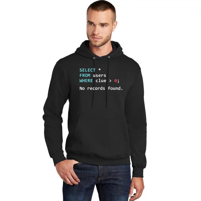 SQL Query Funny SQL Database Admin Programmer Tall Hoodie