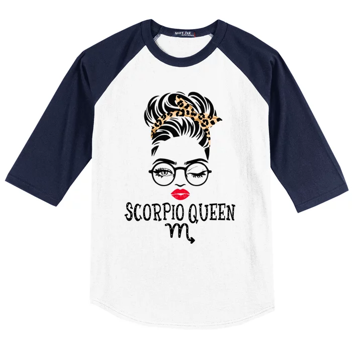 Scorpio Queen Face Wink Eyes Lady Face Birthday Gift Baseball Sleeve Shirt