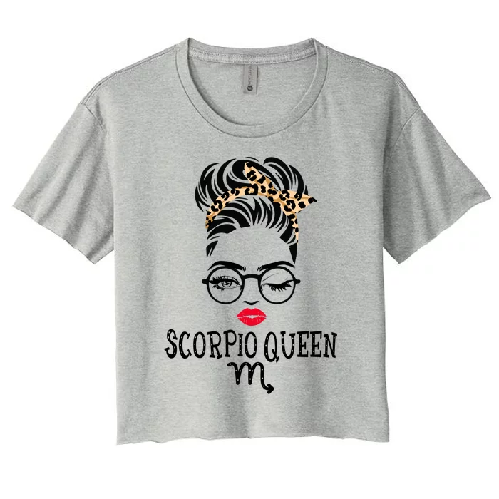 Scorpio Queen Face Wink Eyes Lady Face Birthday Gift Women's Crop Top Tee