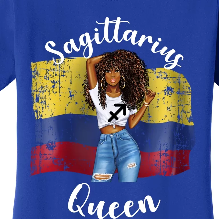 Sagittarius Queen From Colombia Afro Colombian Birthday Meaningful Gift Women's T-Shirt