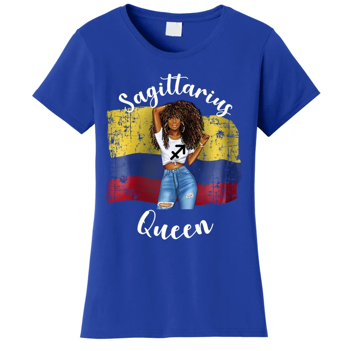 Sagittarius Queen From Colombia Afro Colombian Birthday Meaningful Gift Women's T-Shirt