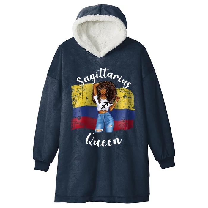 Sagittarius Queen From Colombia Afro Colombian Birthday Meaningful Gift Hooded Wearable Blanket