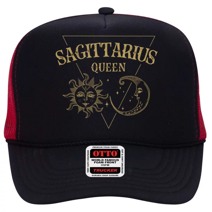 Sagittarius Queen / Golden Sun And Moon Sagittarius Birthday Gift High Crown Mesh Trucker Hat