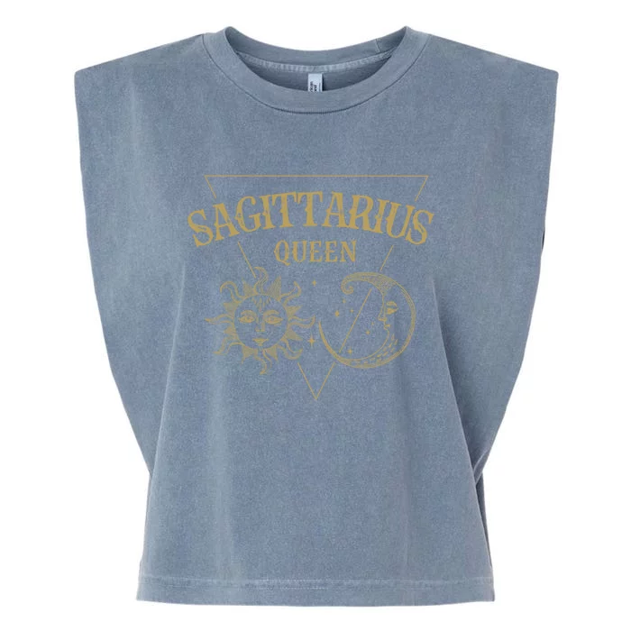 Sagittarius Queen / Golden Sun And Moon Sagittarius Birthday Gift Garment-Dyed Women's Muscle Tee