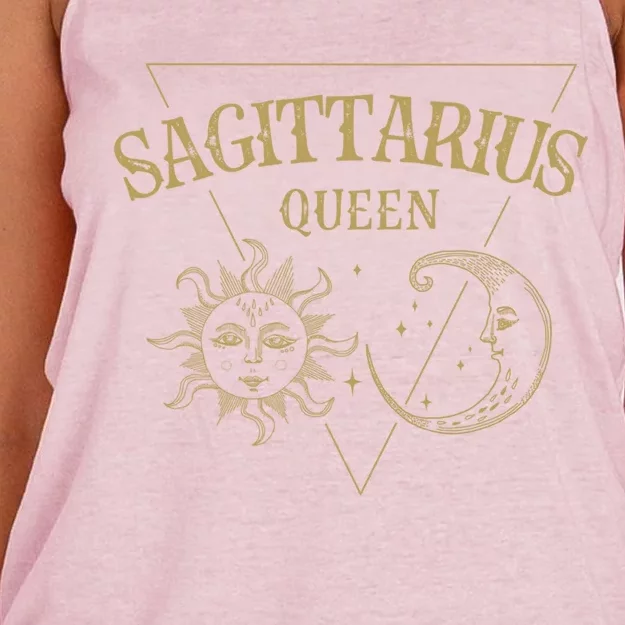 Sagittarius Queen / Golden Sun And Moon Sagittarius Birthday Gift Women's Knotted Racerback Tank