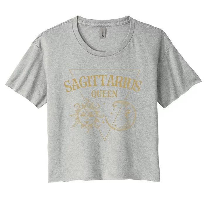 Sagittarius Queen / Golden Sun And Moon Sagittarius Birthday Gift Women's Crop Top Tee