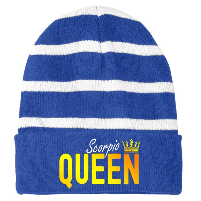 Scorpio Queen Horoscope Astrology Zodiac Sign Great Gift Striped Beanie with Solid Band