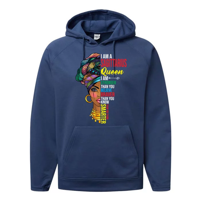 Sagittarius Queen I Am Stronger Birthday For Sagittarius Funny Gift Performance Fleece Hoodie