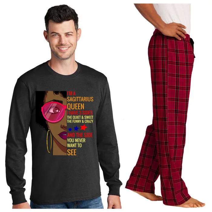 Sagittarius Queen I Have 3 Sides Gift Gift Long Sleeve Pajama Set