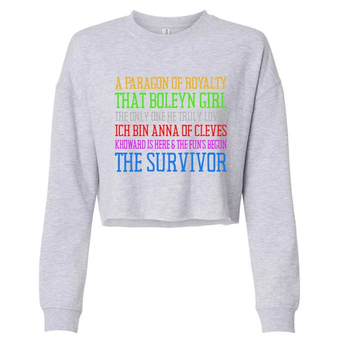 Six Queens Lyrics Six: The Musical Funny Gift Cropped Pullover Crew