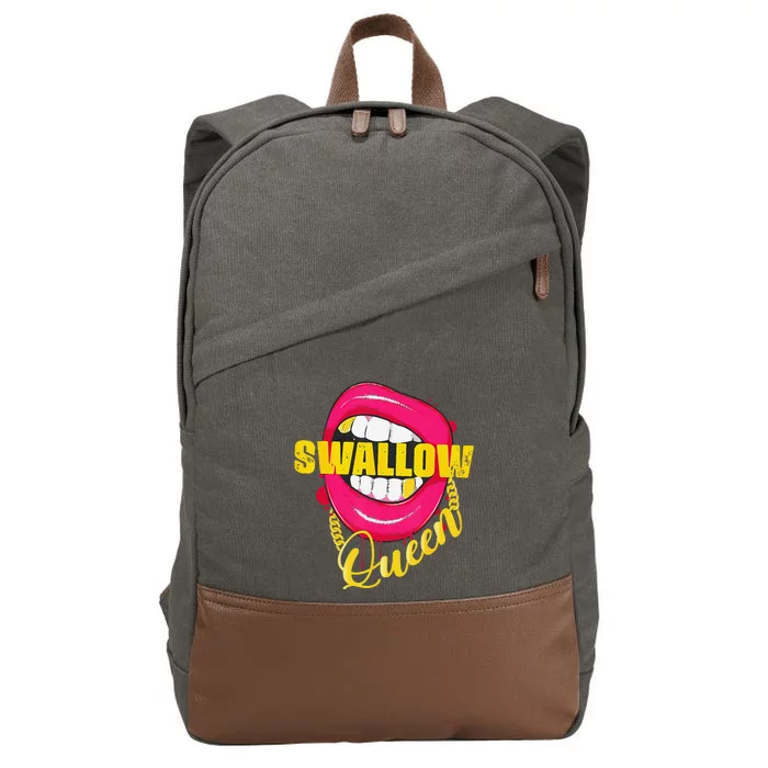 Swallow Queen Lips Golden Necklace Naughty Queen Cotton Canvas Backpack