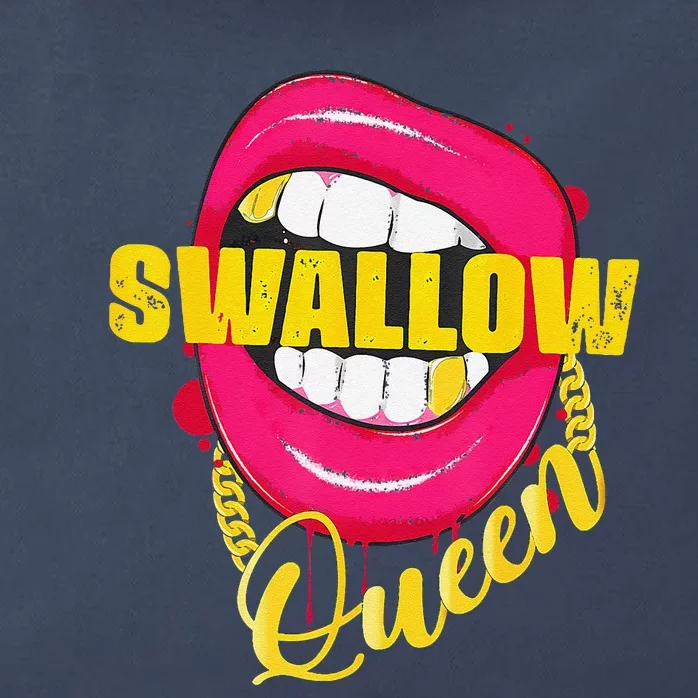 Swallow Queen Lips Golden Necklace Naughty Queen Zip Tote Bag