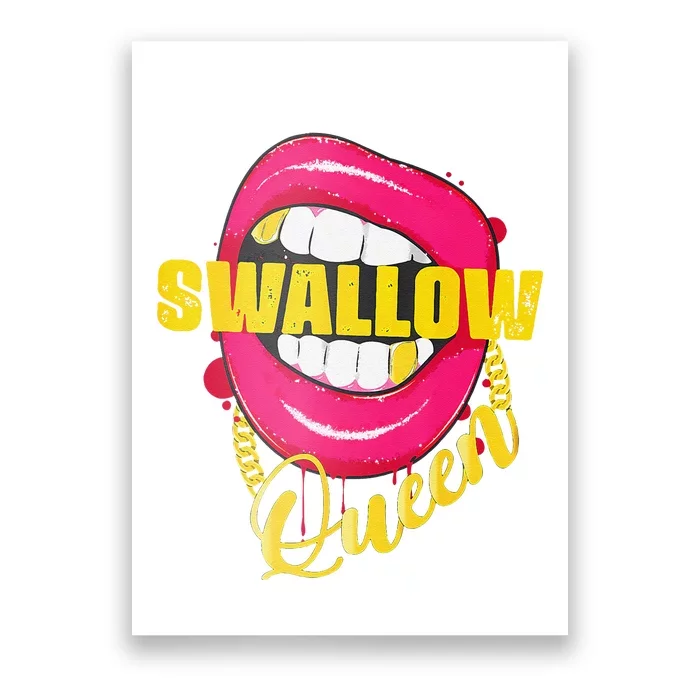 Swallow Queen Lips Golden Necklace Naughty Queen Poster