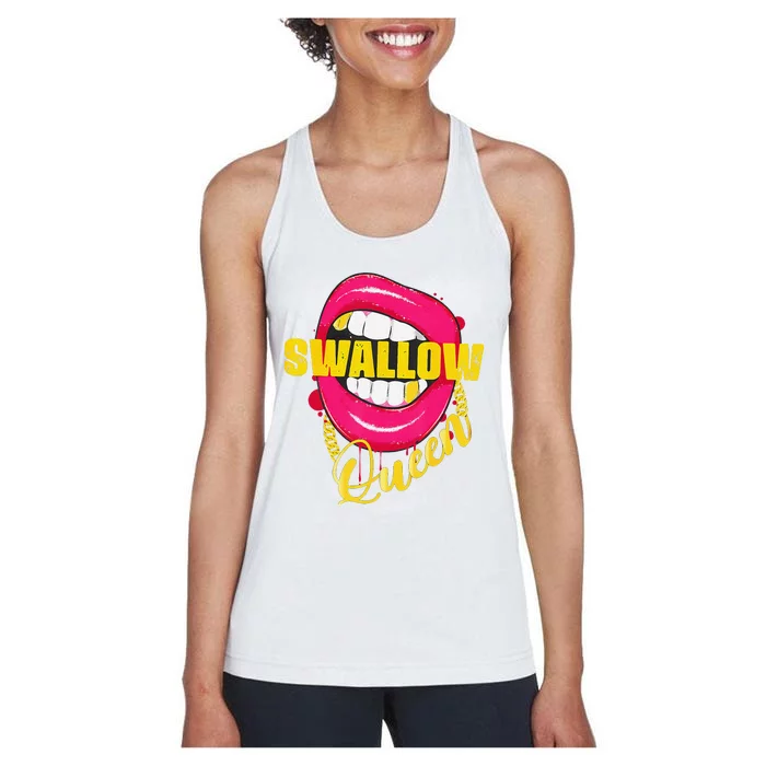 Swallow Queen Lips Golden Necklace Naughty Queen Women's Racerback Tank