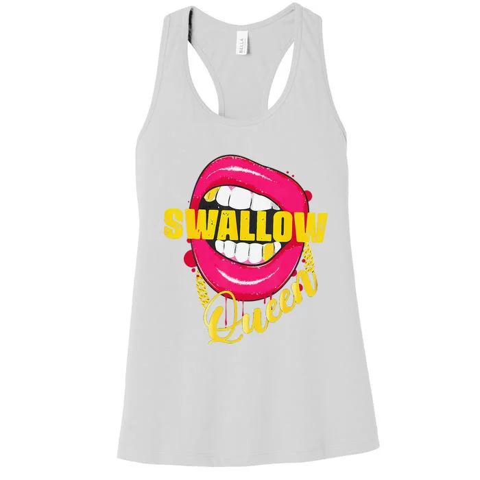 Swallow Queen Lips Golden Necklace Naughty Queen Women's Racerback Tank