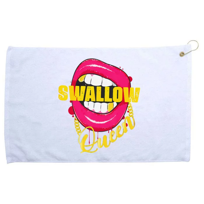 Swallow Queen Lips Golden Necklace Naughty Queen Grommeted Golf Towel