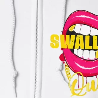 Swallow Queen Lips Golden Necklace Naughty Queen Full Zip Hoodie