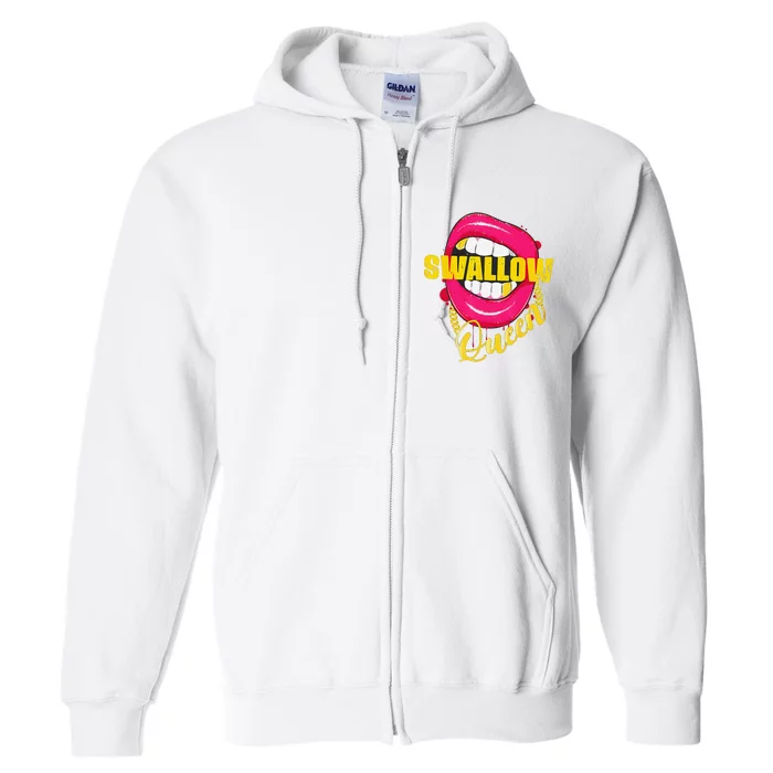 Swallow Queen Lips Golden Necklace Naughty Queen Full Zip Hoodie