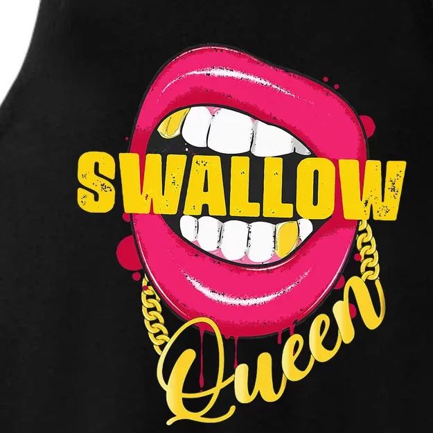 Swallow Queen Lips Golden Necklace Naughty Queen Ladies Tri-Blend Wicking Tank