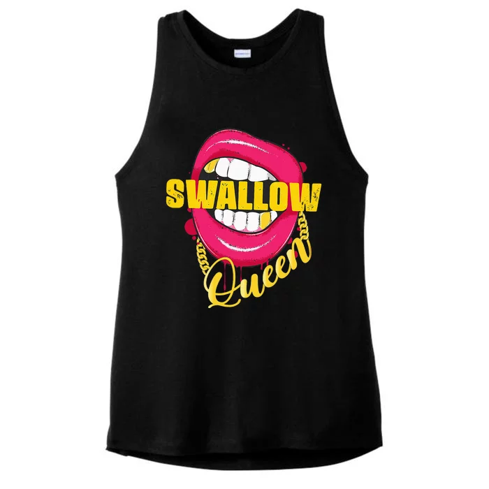 Swallow Queen Lips Golden Necklace Naughty Queen Ladies Tri-Blend Wicking Tank